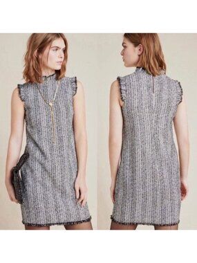 Anthropologie New$148.00 Eri & Ali Tori Metallic Tweed Shift‎ Dress Size M